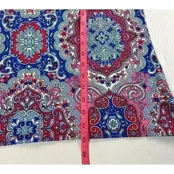 Talbots Womens Sz L Multi Colored Paisley Floral Back Key Hole Short Sleeve Top - Picture 3 of 8